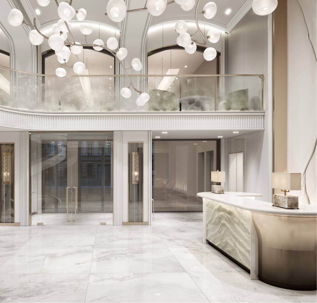 Зона ресепшен в лобби